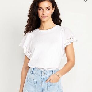 Old Navy White Eyelet Sleeve Blouse
